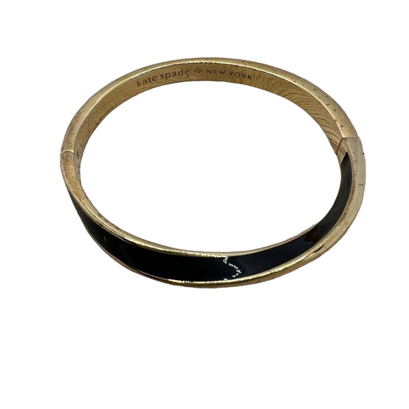 Kate Spade New York Black Enamel and Gold Tone Wave Twist Bangle Bracelet - Picture 1 of 11